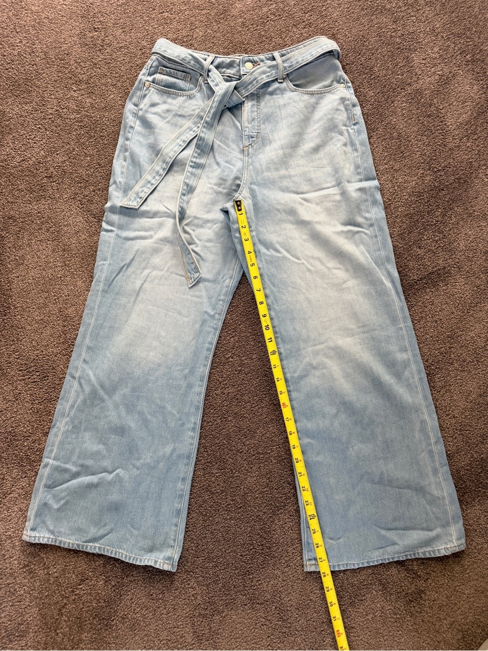 Loft Petite Curvy Denim Palazzos Tie-Belt Wide Leg Jeans